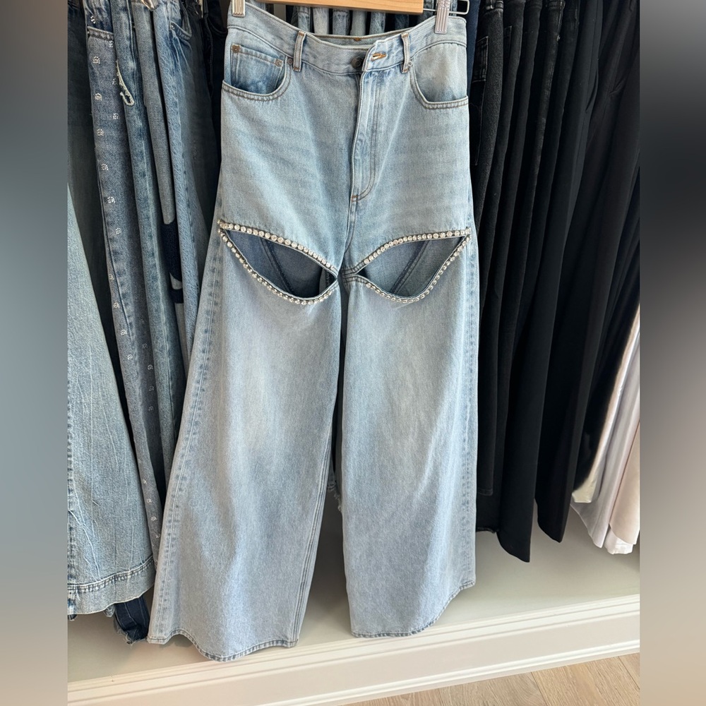 AREA Light Blue Chain Detail Women Jeans - Picture 4 of 4